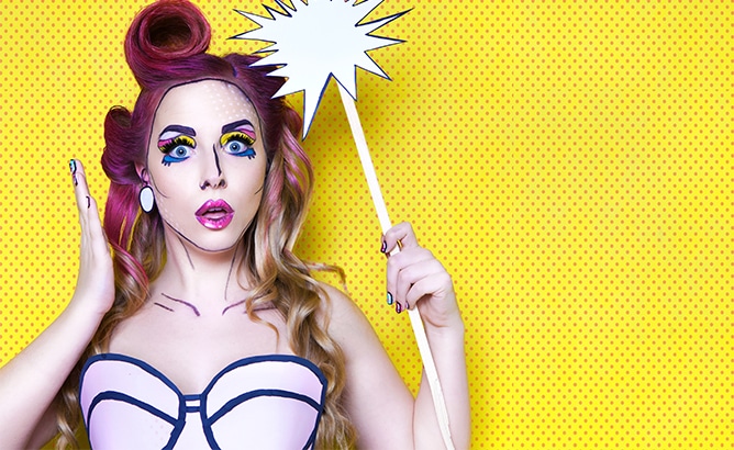 pop art woman in halloween costume