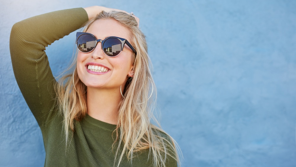 blonde woman smiling