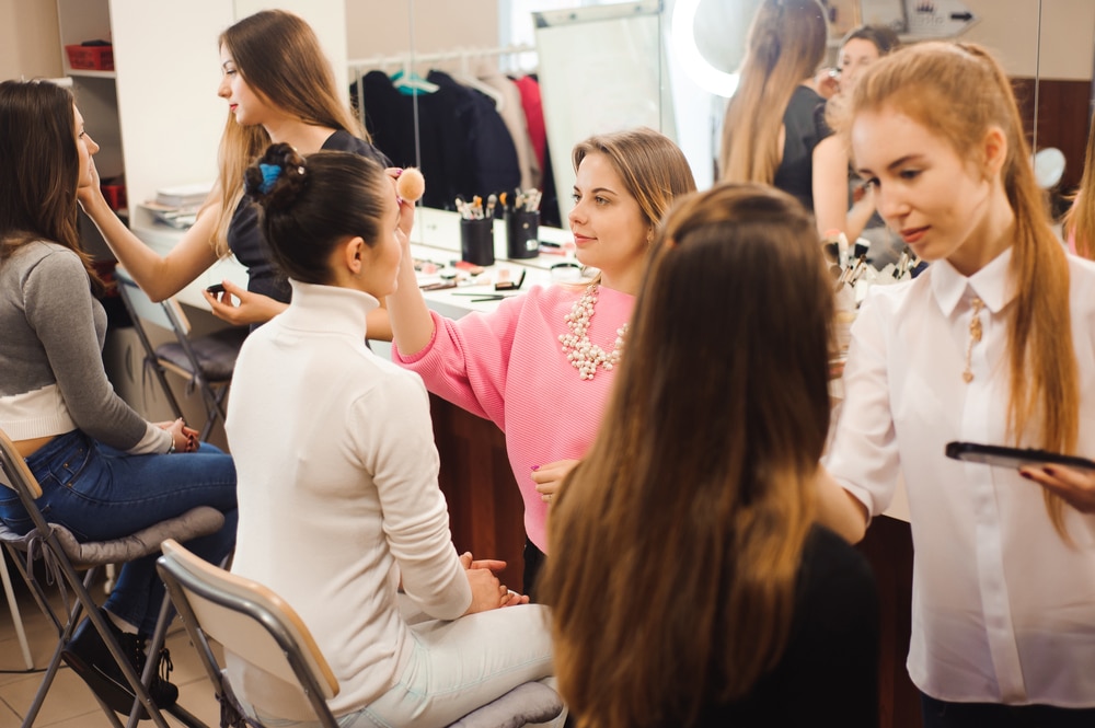 cosmetology students in school