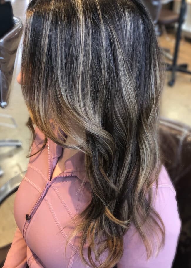 brown hair with ashy highlights