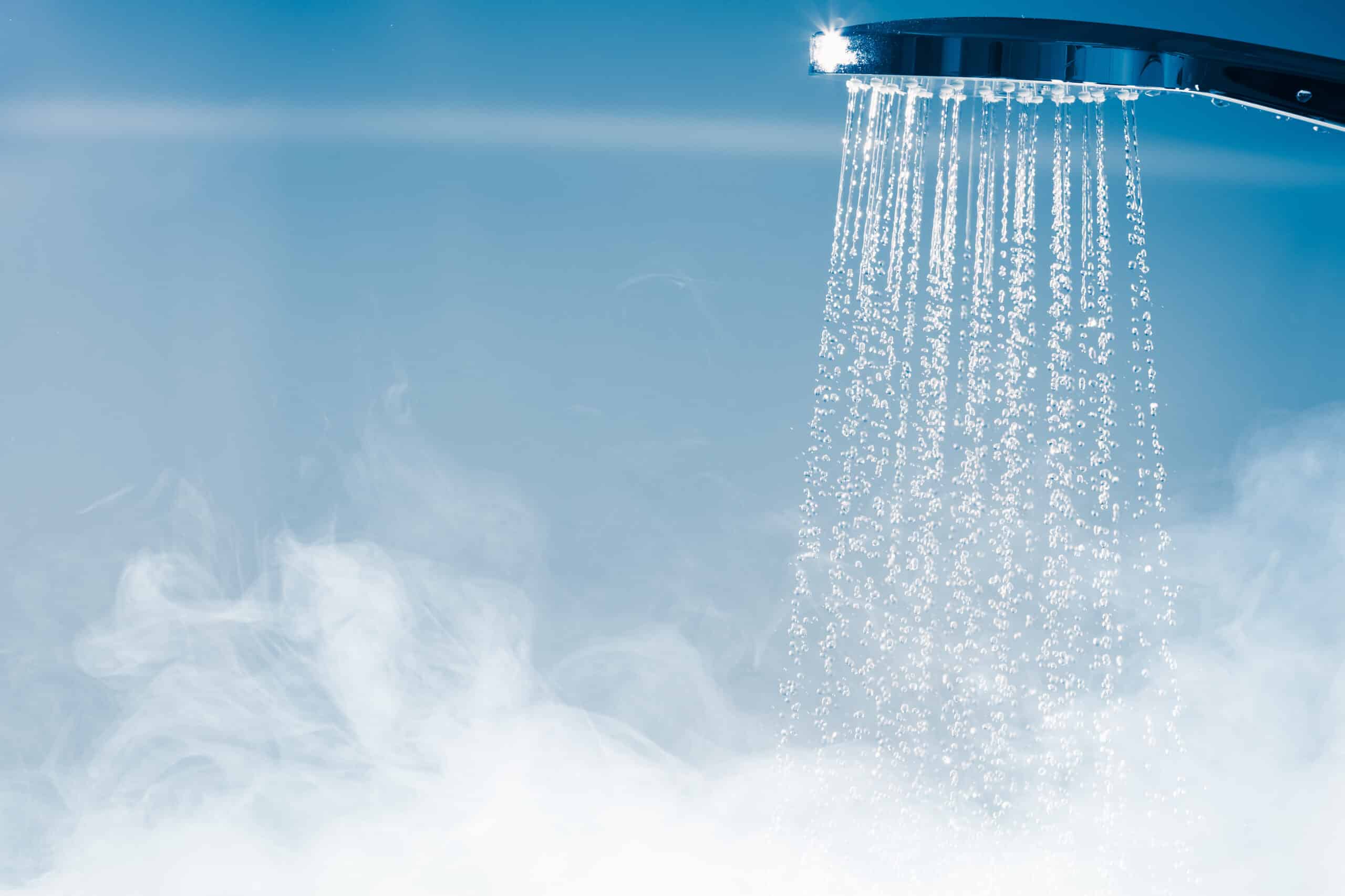 steaming shower head